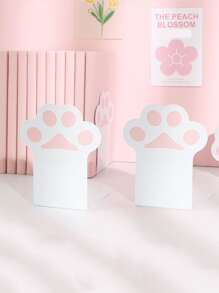 2pcs Desk Paw Bookend Stand Holder Book Storage Rack For Home Bedroom Decor - White - View 1