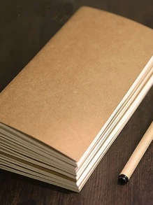 1pc Kraft Paper Cover Notebook - Brown - View 1