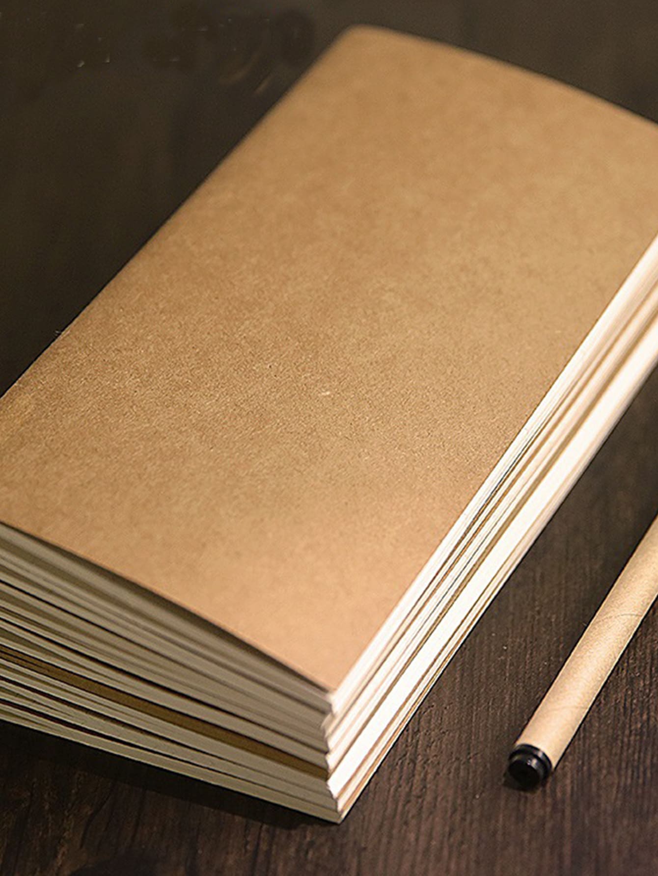 1pc Kraft Paper Cover Notebook - Brown - View 1