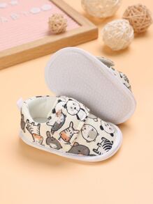 嬰兒卡通圖案魔術貼帶學院戶外平底鞋 - 彩色 - 查看 2