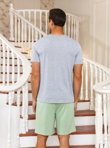 Men Contrast Pocket PJ Set - Multicolor - View 2