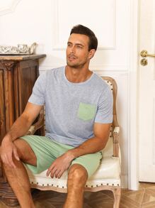 Men Contrast Pocket PJ Set - Multicolor - View 4