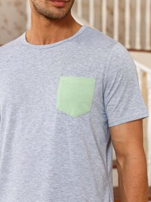 Men Contrast Pocket PJ Set - Multicolor - View 5