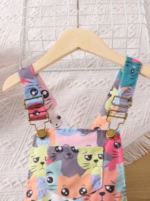 SHEIN Ragazzine Jumpsuit fumetto vacanza con spesso con spallacci per l'estate