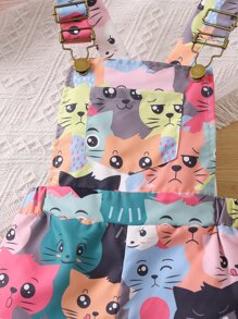 SHEIN Ragazzine Jumpsuit fumetto vacanza con spesso con spallacci per l'estate
