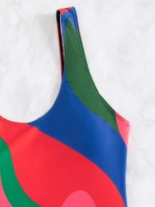 SHEIN Swim Summer Beach Color Block One Piece Swimsuit - Multicolor - View 4