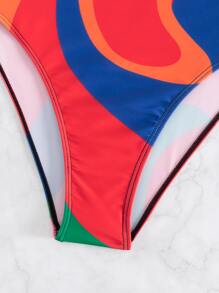 SHEIN Swim Summer Beach Color Block One Piece Swimsuit - Multicolor - View 5