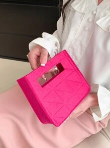Felt Rhombus Mini Liner Bag - Hot Pink - View 4