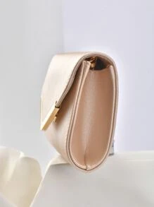Minimalist Flap Square Bag Metal Decor Small For Party, Fashionable Clutch Bags For Woman - Champagne - View 5