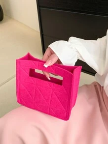 Felt Rhombus Mini Liner Bag - Hot Pink - View 5