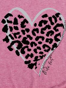 SHEIN Essnce Heart And Slogan Graphic Tee - Dusty Pink - View 6