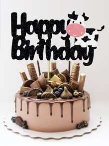 1pc Cow & Slogan Graphic Cake Topper, Paper Cake Top Decoration For Birthday Party,Christmas - Multicolor - View 4