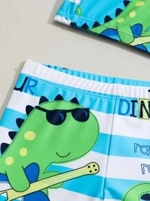 Toddler Boys Cartoon Graphic Swim Shorts With Swim Cap - Multicolor - View 5