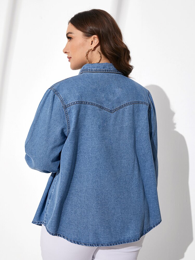 Plus Flap Pocket Denim Shirt
