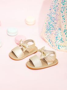Sandal quai mắt cá chân đính nơ kim loại cho trẻ sơ sinh, Sandal mùa hè quyến rũ - Vàng - Xem 4
