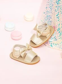 Sandal quai mắt cá chân đính nơ kim loại cho trẻ sơ sinh, Sandal mùa hè quyến rũ - Vàng - Xem 6