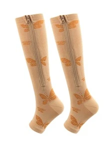 1 đôi tất thể thao họa tiết lá cho nữ, dành cho hoạt động ngoài trời - màu đen - Xem 1