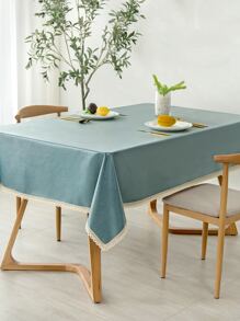 1塊防水防油桌布,tpu塗層純色桌墊,咖啡桌布,紡織桌面封面,不可水洗 - 寶藍色 - 查看 4