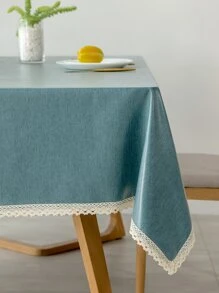 1塊防水防油桌布,tpu塗層純色桌墊,咖啡桌布,紡織桌面封面,不可水洗 - 寶藍色 - 查看 5