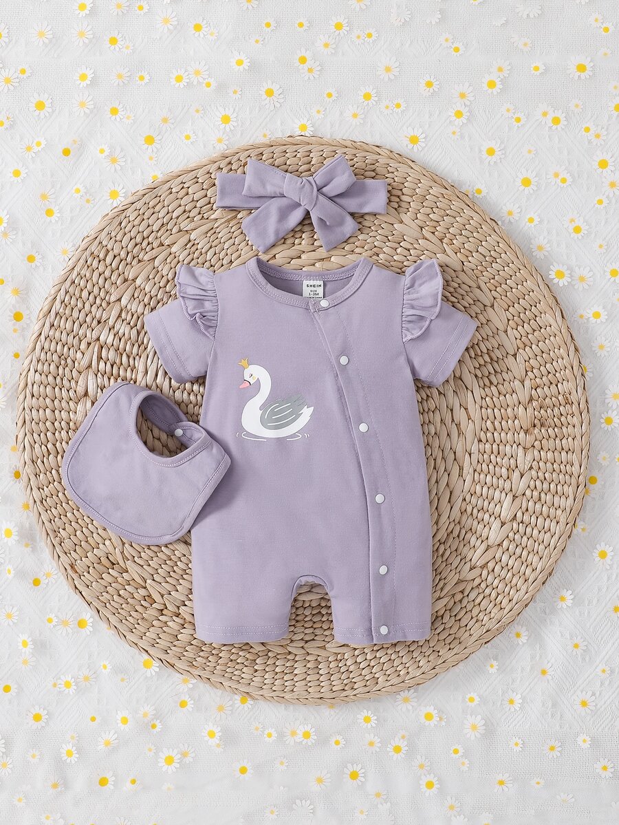 Rompers Em bé Xù Hoạt hình - Bụi tím - Xem 1