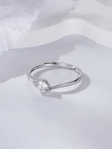 方晶鋯石裝飾銀袖口婚戒適合女士新娘婚禮精細首飾類