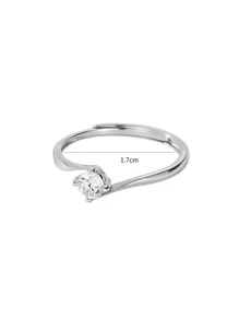 方晶鋯石裝飾銀袖口婚戒適合女士新娘婚禮精細首飾類