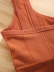 FINETOO 素色條紋針織無鋼圈文胸 - 橘色 - 查看 5