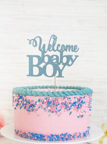 1入組紙蛋糕裝飾現代標語設計派對蛋糕裝飾 - 藍色 - 查看 1