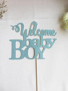 1入組紙蛋糕裝飾現代標語設計派對蛋糕裝飾 - 藍色 - 查看 3