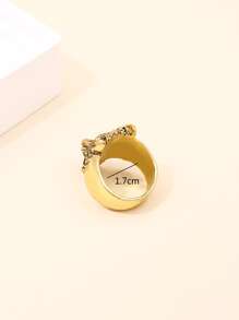 Men Wolf Head Decor Ring - Yellow Gold - View 6