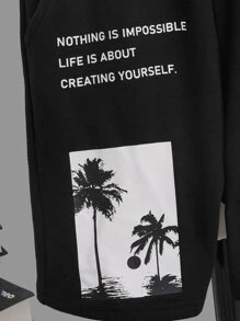 SHEIN 男孩照片和標語圖案短褲