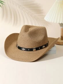 1 Thắt Lưng Nữ Trang Trí Mũ Rơm Boho - Màu Khaki - Xem 1