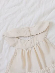 SHEIN Baby Swiss Dot Layer Hem Belted Halter Dress - Apricot - View 5