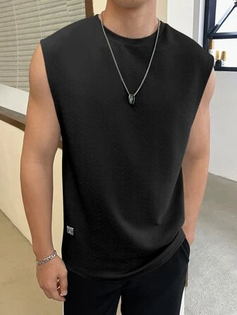 Hombres Top tank con diseño de parche de letra