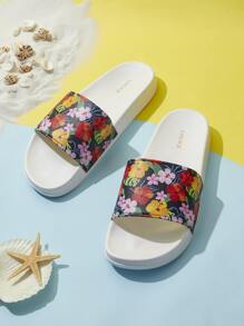 Whitebread Vacation Slide Shoes Women Floral Pattern Single Band Slides - Multicolor - View 1