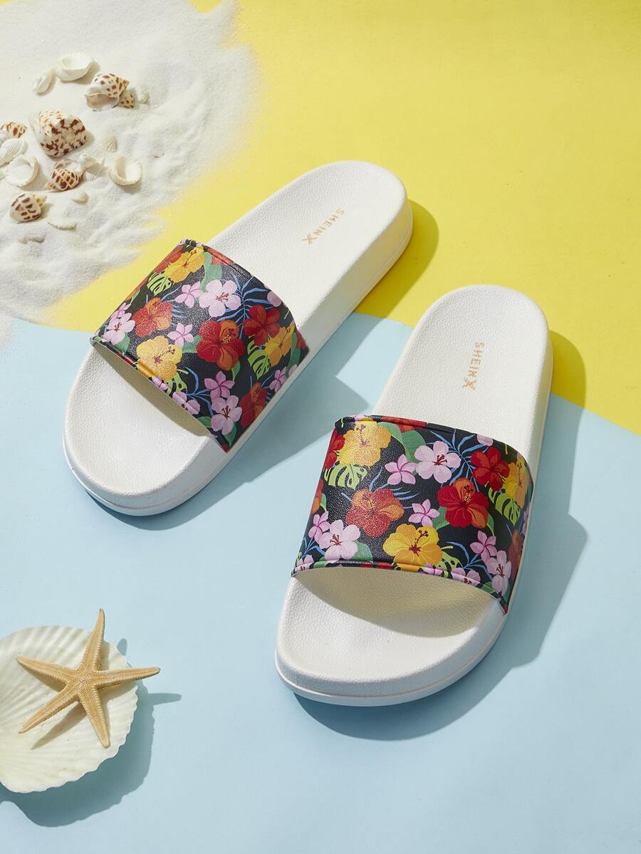Whitebread Vacation Slide Shoes Women Floral Pattern Single Band Slides - Multicolor - View 1