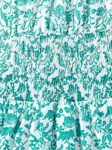 SHEIN Chicas Vestido halter con estampado floral bajo con fruncido - Multicolor - Ver 6