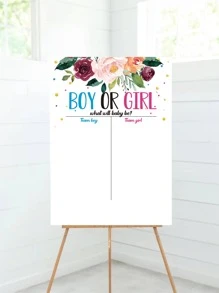 1pc Paper Party Game Card & 36pcs Sticker, Modern Floral & Slogan Graphic Card For Party - Multicolor - View 3