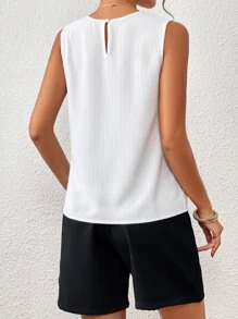 Firerie 鎖眼領無袖襯衫 - 白色 - 查看 2