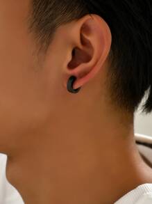 2pcs/set Men Minimalist Ear Cuff - Black - View 3