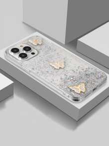 Ốp điện thoại chống rơi đính kim sa và hình bướm, phiên bản quốc tế, không phải phiên bản nội địa. - trắng - Xem 1