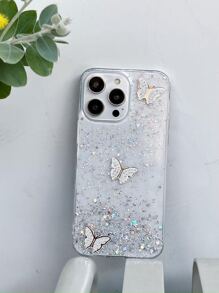 Ốp điện thoại chống rơi đính kim sa và hình bướm, phiên bản quốc tế, không phải phiên bản nội địa. - trắng - Xem 4