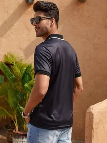 Manfinity Men Geo Print Polo Shirt - Black - View 5