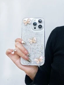 Ốp điện thoại chống rơi đính kim sa và hình bướm, phiên bản quốc tế, không phải phiên bản nội địa. - trắng - Xem 7