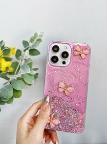 Ốp điện thoại chống rơi đính kim sa và hình bướm, phiên bản quốc tế, không phải phiên bản nội địa. - Hồng - Xem 7