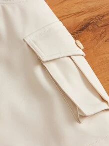 SHEIN 女孩翻蓋口袋工裝裙