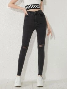 SHEIN 少女破洞牛仔褲