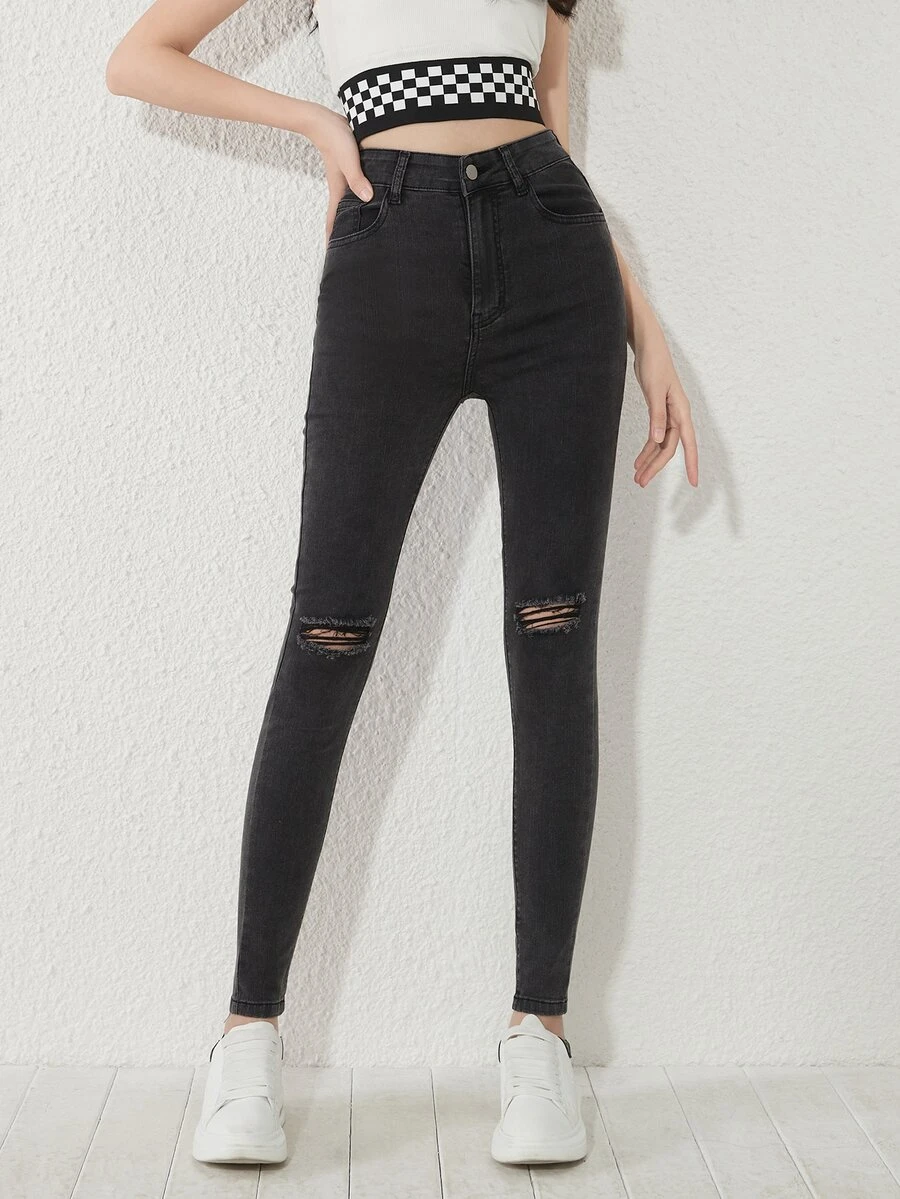 SHEIN 少女破洞牛仔褲