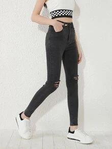 SHEIN 少女破洞牛仔褲