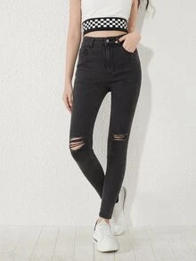 SHEIN 少女破洞牛仔褲